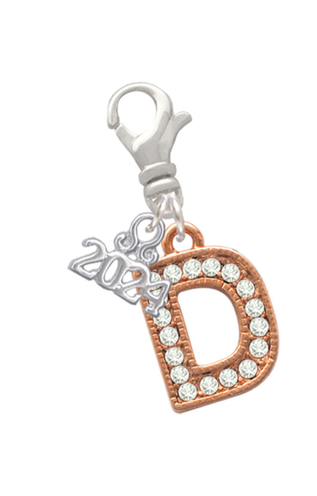 Delight Jewelry Rose Goldtone Crystal Initial - Clip on Charm with Year 2024 Image 4