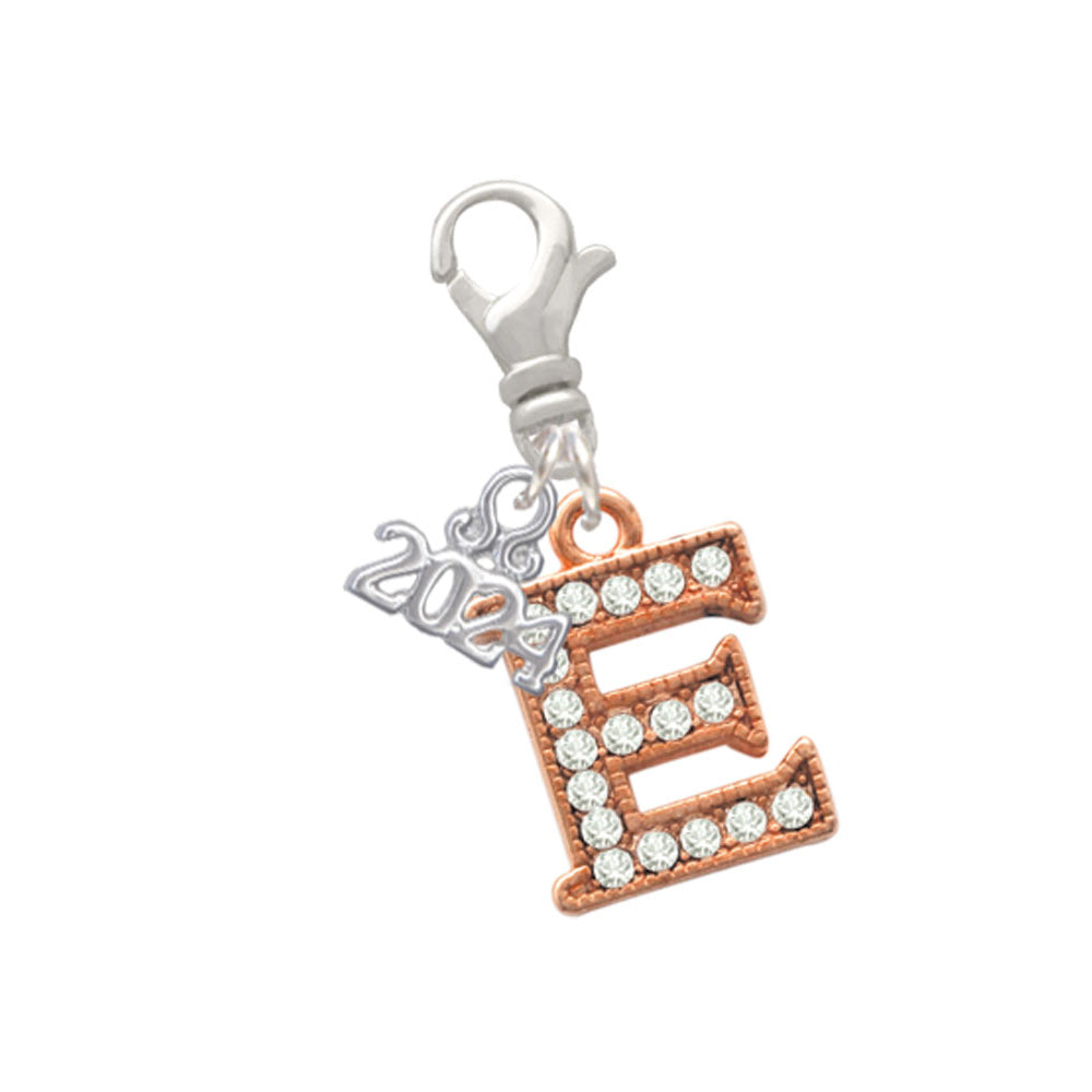 Delight Jewelry Rose Goldtone Crystal Initial - Clip on Charm with Year 2024 Image 4