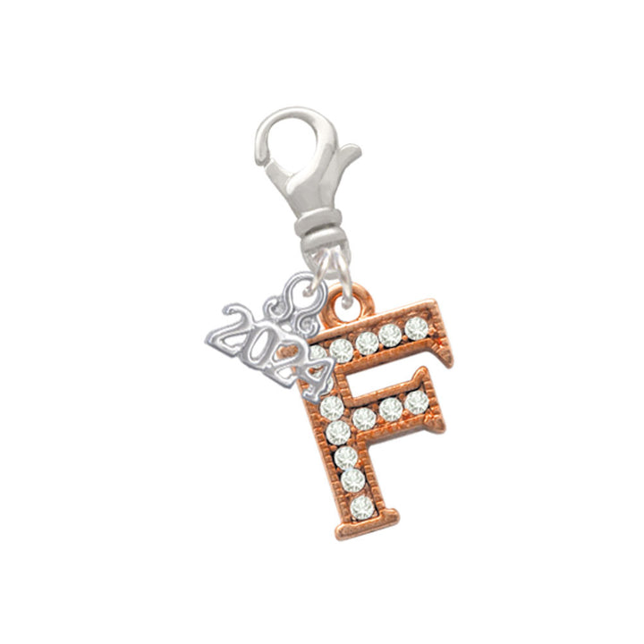 Delight Jewelry Rose Goldtone Crystal Initial - Clip on Charm with Year 2024 Image 6