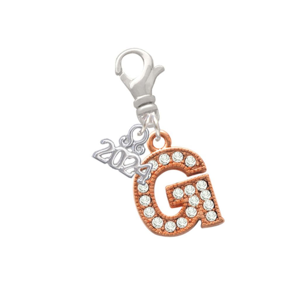 Delight Jewelry Rose Goldtone Crystal Initial - Clip on Charm with Year 2024 Image 7