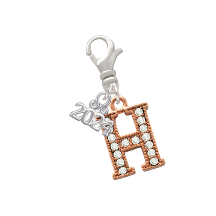Delight Jewelry Rose Goldtone Crystal Initial - Clip on Charm with Year 2024 Image 8