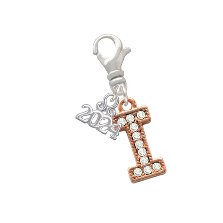 Delight Jewelry Rose Goldtone Crystal Initial - Clip on Charm with Year 2024 Image 9
