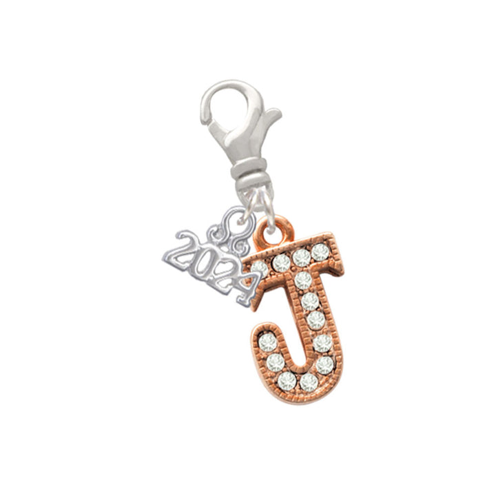 Delight Jewelry Rose Goldtone Crystal Initial - Clip on Charm with Year 2024 Image 10