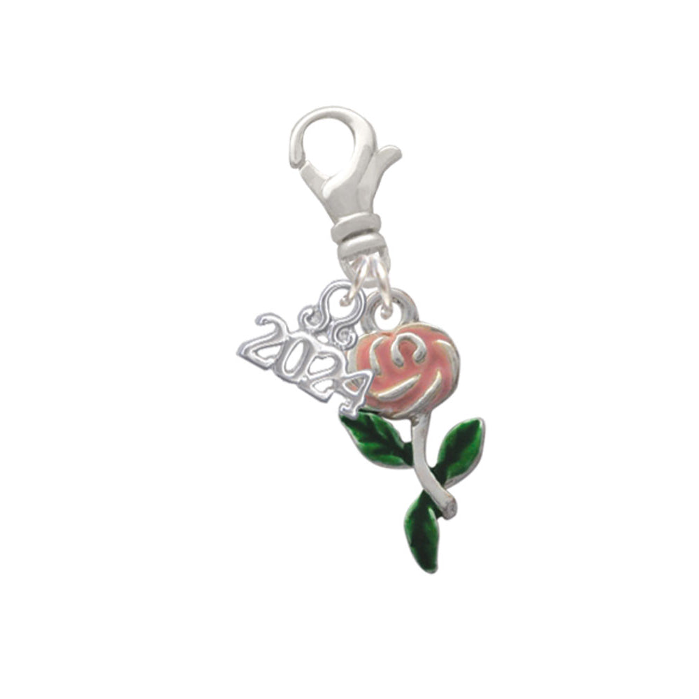 Delight Jewelry Silvertone Enamel Rose Flower Clip on Charm with Year 2024 Image 4