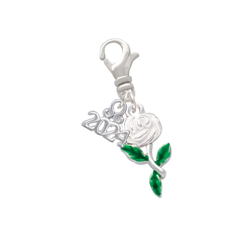 Delight Jewelry Silvertone Enamel Rose Flower Clip on Charm with Year 2024 Image 1