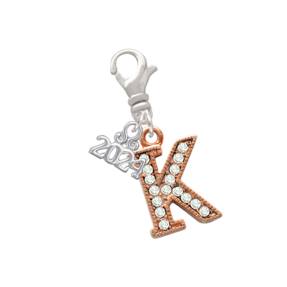 Delight Jewelry Rose Goldtone Crystal Initial - Clip on Charm with Year 2024 Image 11