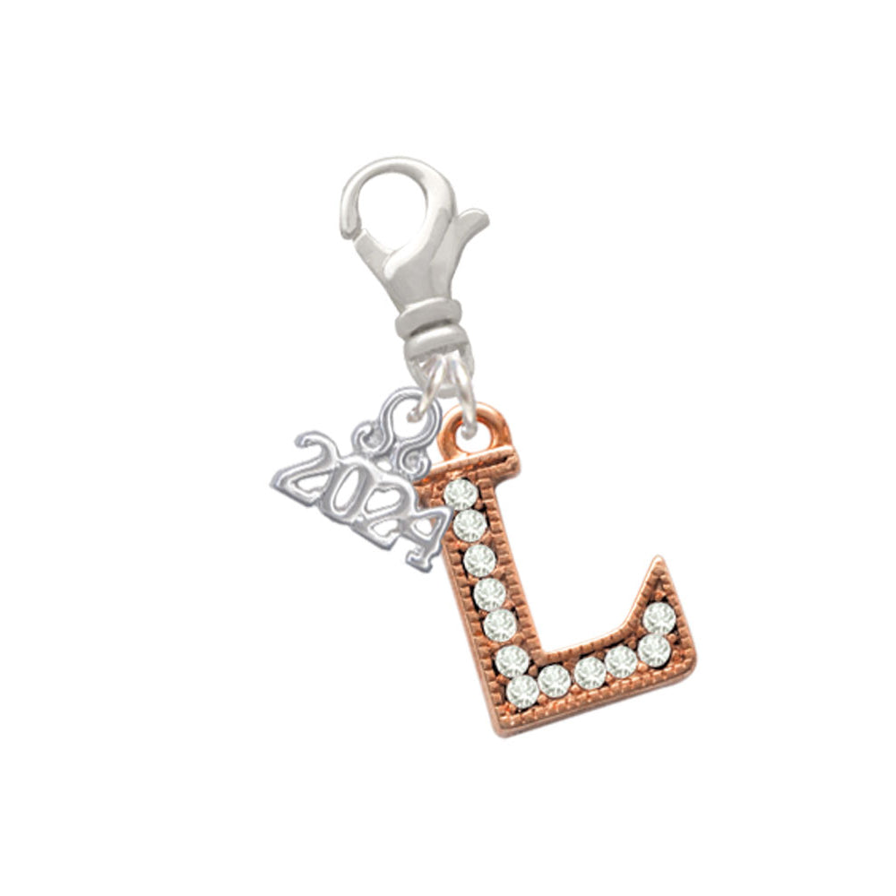 Delight Jewelry Rose Goldtone Crystal Initial - Clip on Charm with Year 2024 Image 12