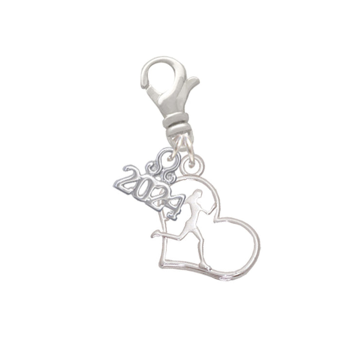 Delight Jewelry Plated Runner Silhouette in Heart Clip on Charm with Year 2024 Image 4