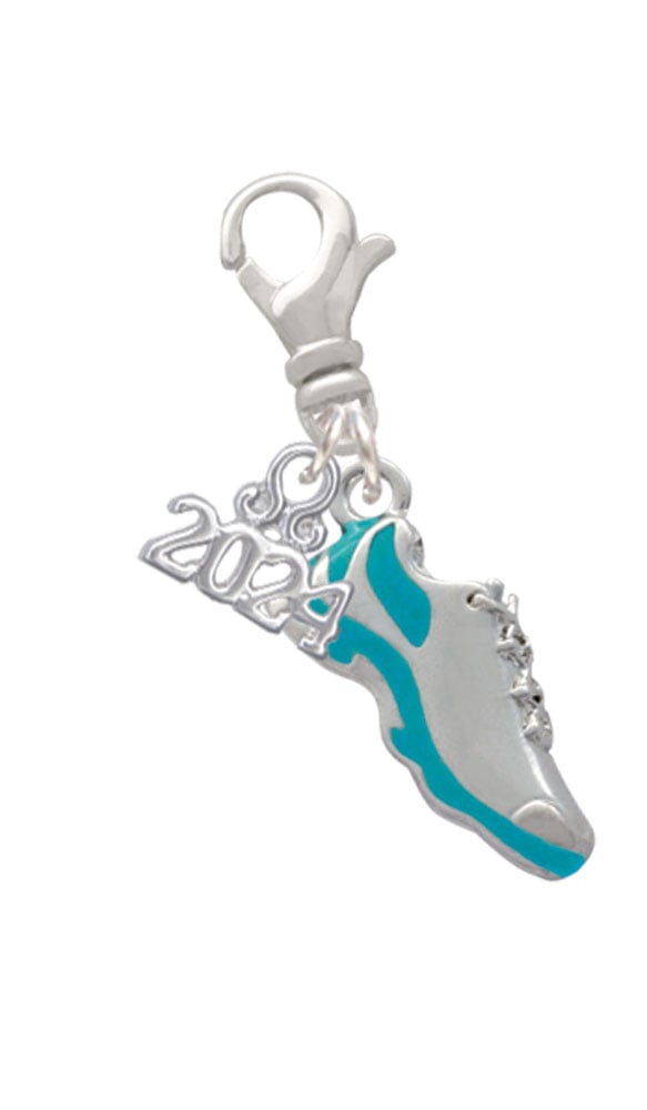 Delight Jewelry Silvertone Enamel Running Shoe Clip on Charm with Year 2024 Image 4