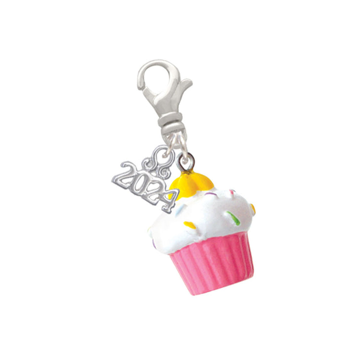 Delight Jewelry Resin Cupcake with Frosting Clip on Charm with Year 2024 Image 6