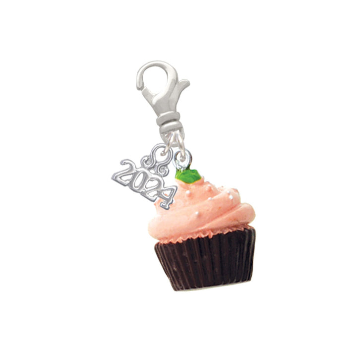 Delight Jewelry Resin Cupcake with Frosting Clip on Charm with Year 2024 Image 1