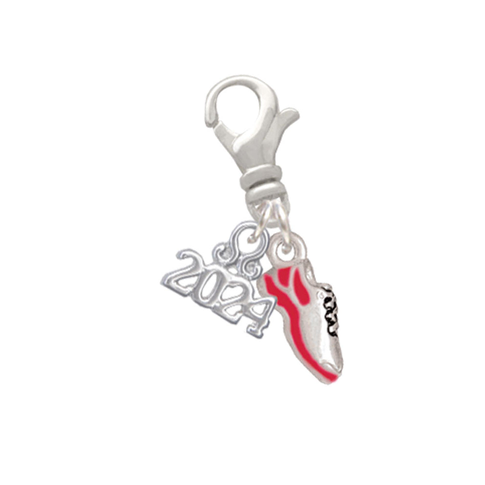 Delight Jewelry Silvertone Mini Enamel Running Shoe Clip on Charm with Year 2024 Image 6