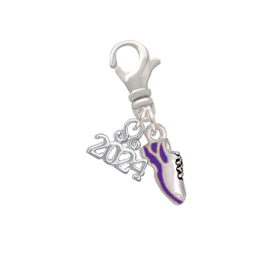 Delight Jewelry Silvertone Mini Enamel Running Shoe Clip on Charm with Year 2024 Image 7