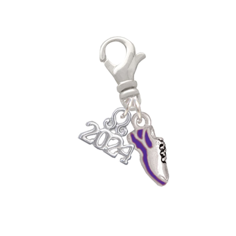 Delight Jewelry Silvertone Mini Enamel Running Shoe Clip on Charm with Year 2024 Image 1