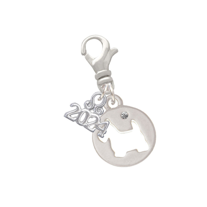 Delight Jewelry Plated Scottie Dog Silhouette Clip on Charm with Year 2024 Image 1