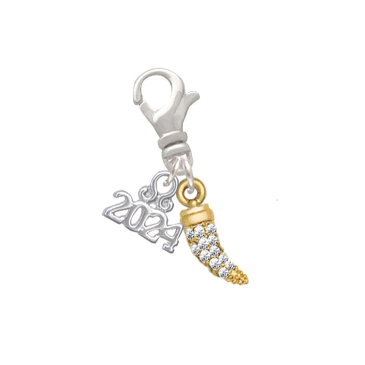 Delight Jewelry Plated Small Crystal Tooth Clip on Charm with Year 2024 Image 4