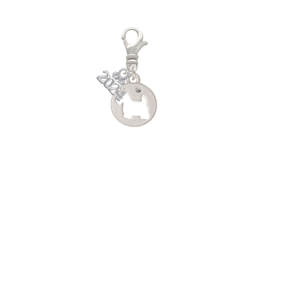 Delight Jewelry Plated Scottie Dog Silhouette Clip on Charm with Year 2024 Image 2