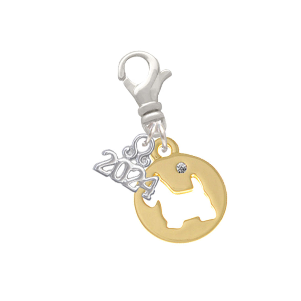 Delight Jewelry Plated Scottie Dog Silhouette Clip on Charm with Year 2024 Image 4