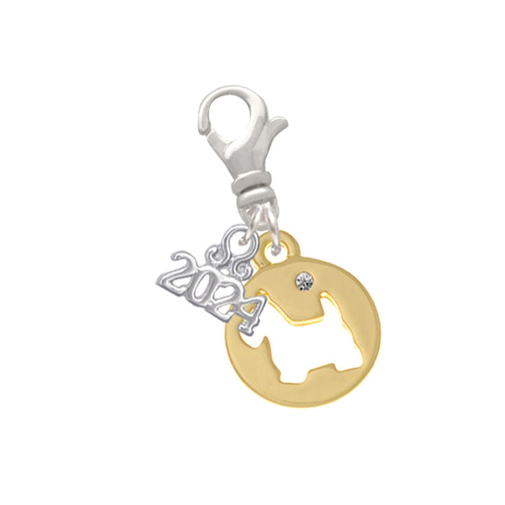 Delight Jewelry Plated Scottie Dog Silhouette Clip on Charm with Year 2024 Image 1
