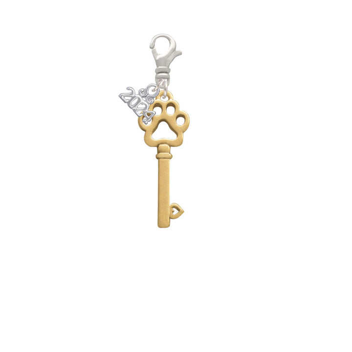 Delight Jewelry Goldtone Open Paw Key Clip on Charm with Year 2024 Image 2