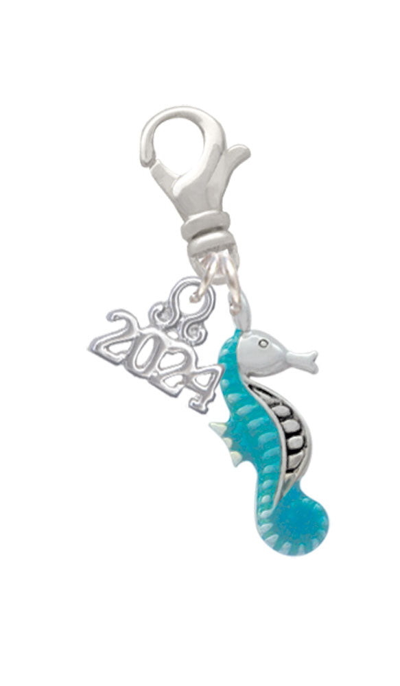 Delight Jewelry Silvertone Enamel Seahorse - Clip on Charm with Year 2024 Image 1