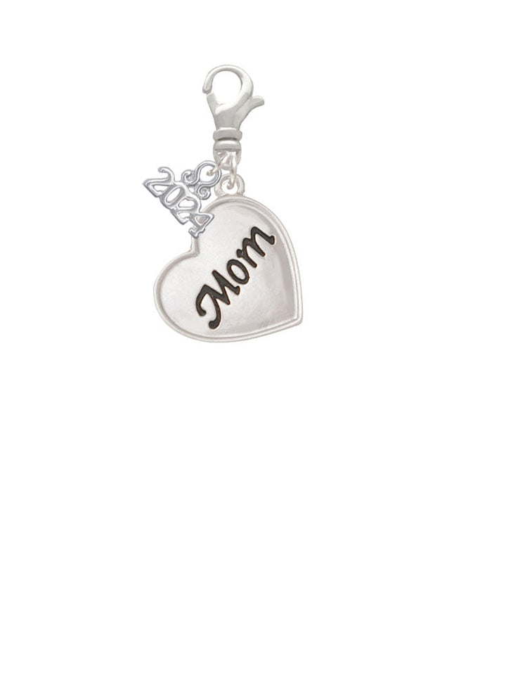 Delight Jewelry Plated Script Mom Heart Clip on Charm with Year 2024 Image 2