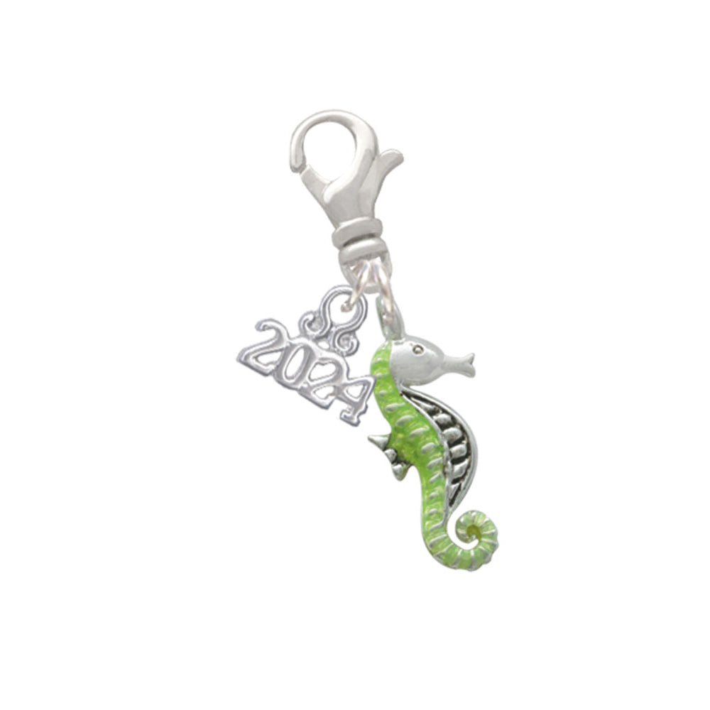 Delight Jewelry Silvertone Enamel Seahorse - Clip on Charm with Year 2024 Image 4