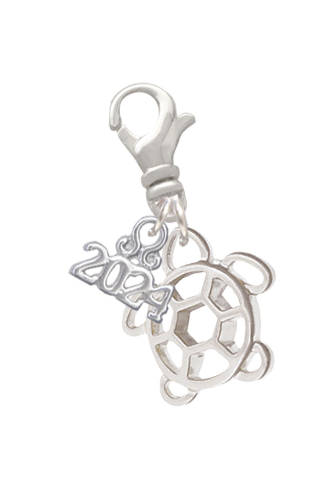Delight Jewelry Plated Cutout Sea Turtle Clip on Charm with Year 2024 Image 1