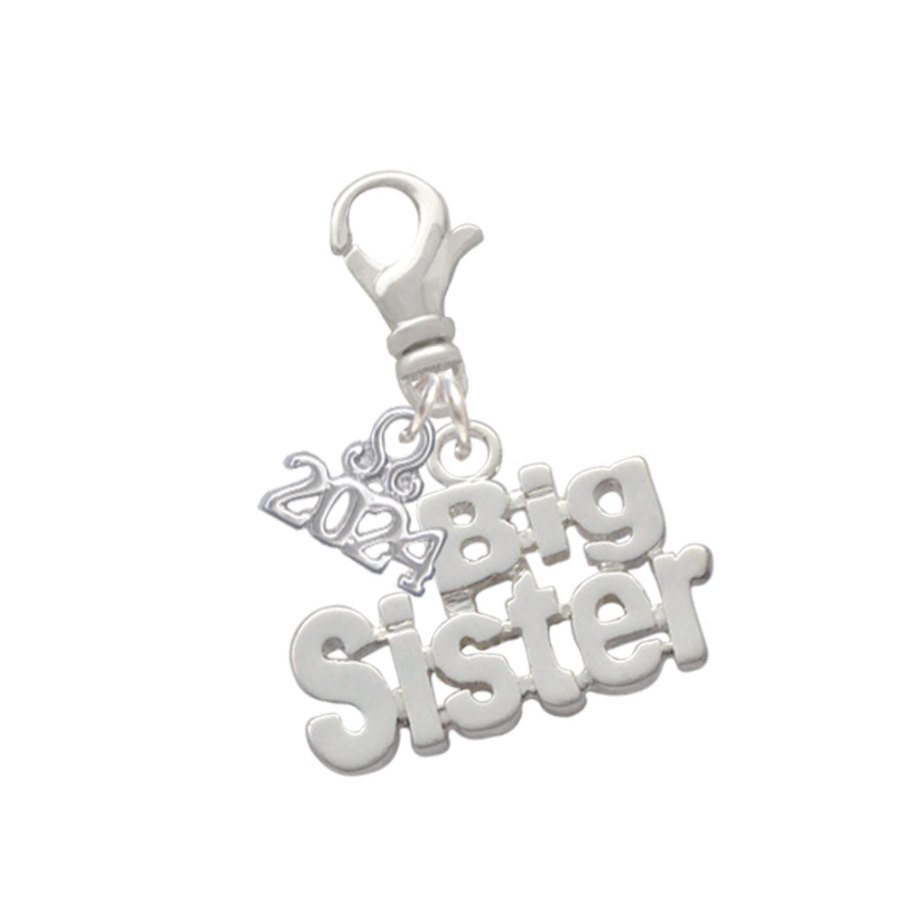 Delight Jewelry Silvertone Sister Cutout Clip on Charm with Year 2024 Image 1
