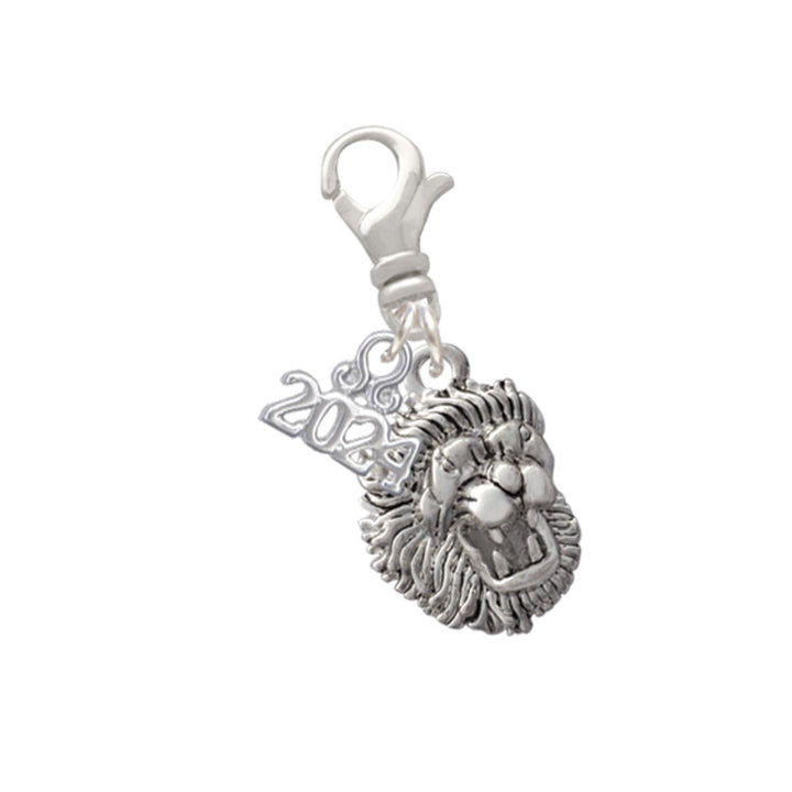 Delight Jewelry Silvertone Small Lion - Mascot Clip on Charm with Year 2024 Image 1