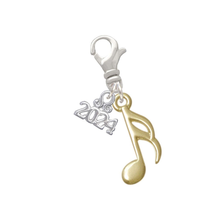 Delight Jewelry Plated Sixteenth Note Clip on Charm with Year 2024 Image 1