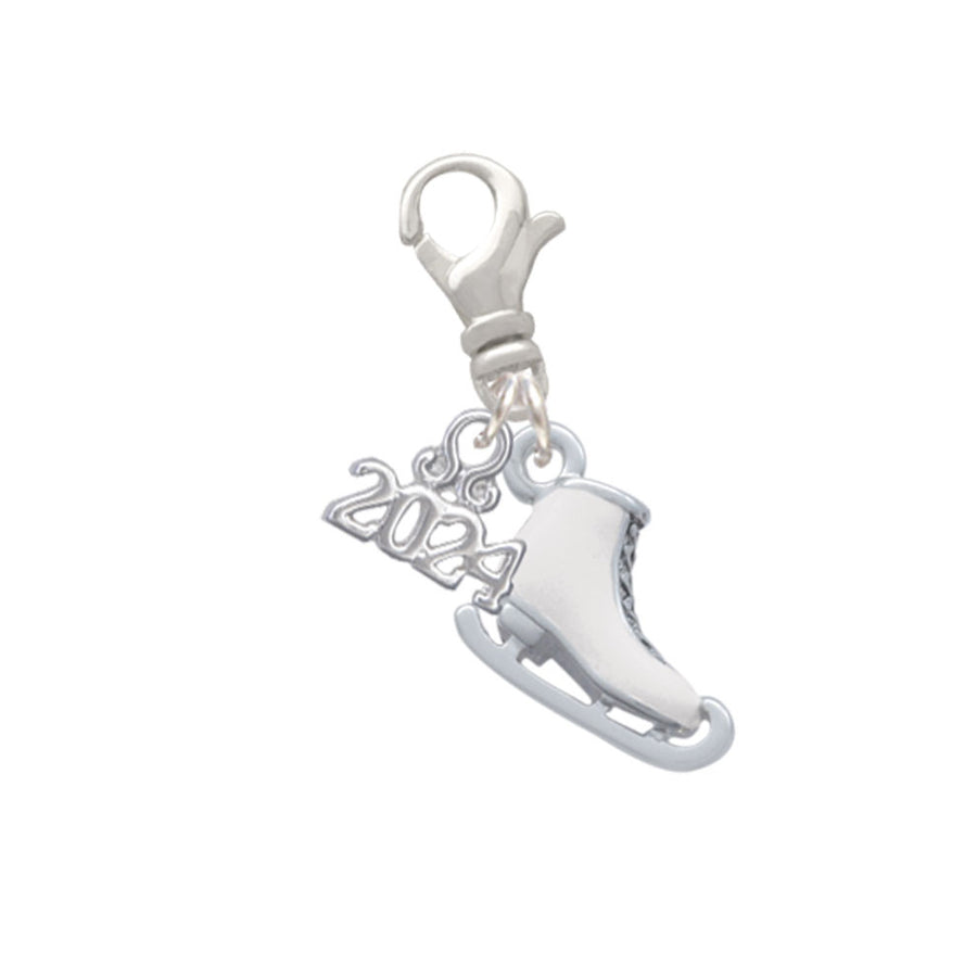 Delight Jewelry Plated 3-D Ice Skate Clip on Charm with Year 2024 Image 1