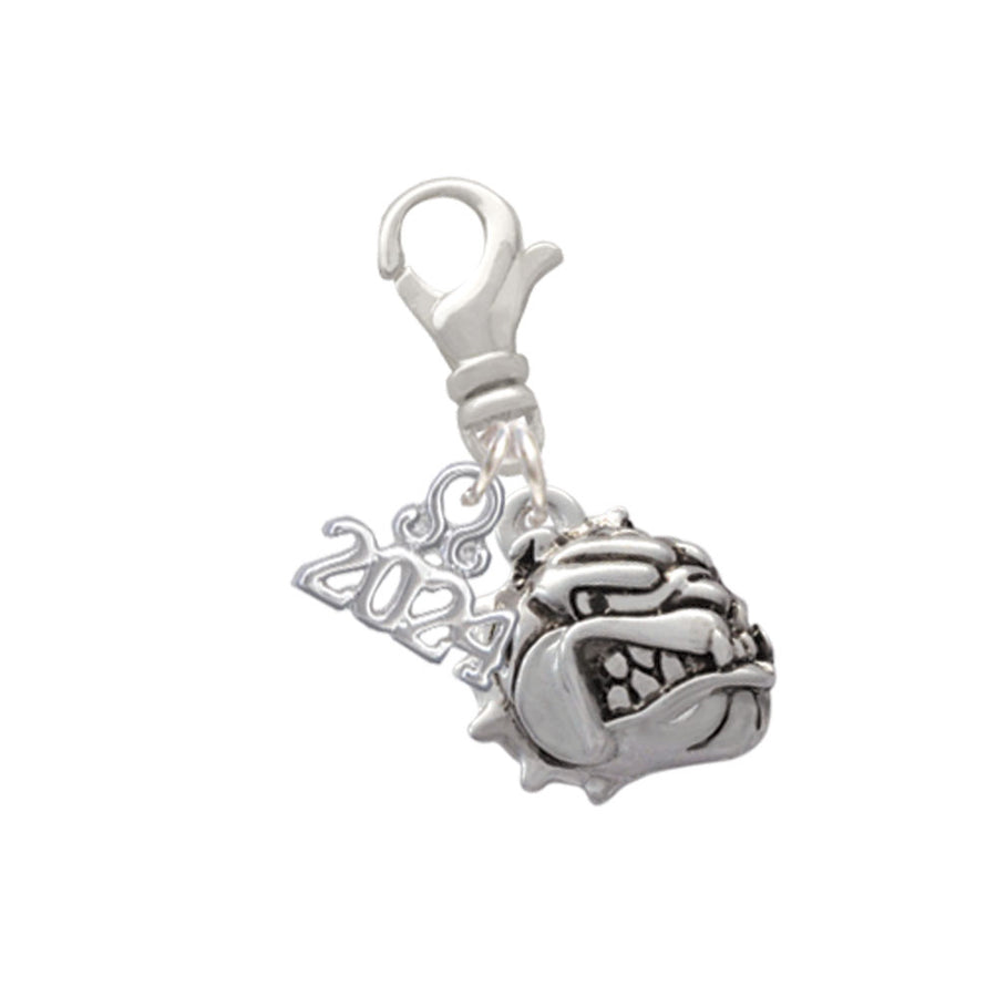 Delight Jewelry Silvertone Small Bulldog - Mascot Clip on Charm with Year 2024 Image 1