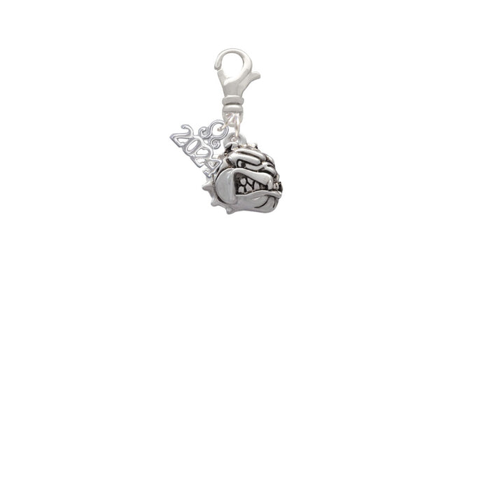 Delight Jewelry Silvertone Small Bulldog - Mascot Clip on Charm with Year 2024 Image 2