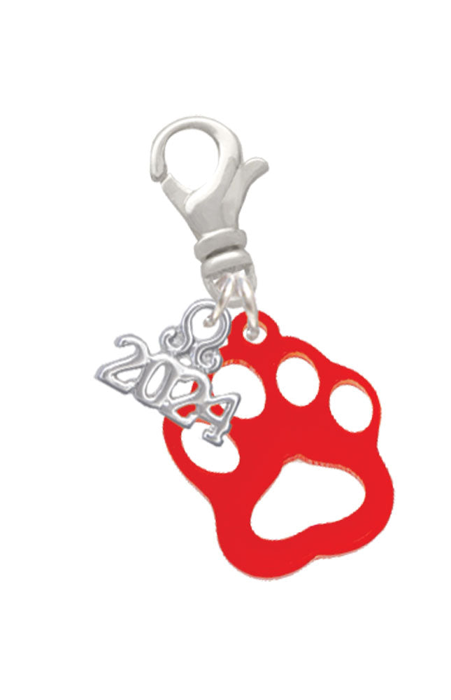 Delight Jewelry Acrylic Small Paw Clip on Charm with Year 2024 Image 3