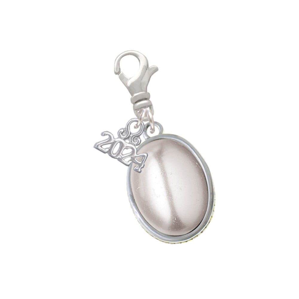 Delight Jewelry Silvertone Small Oval Cabochon Clip on Charm with Year 2024 Image 1