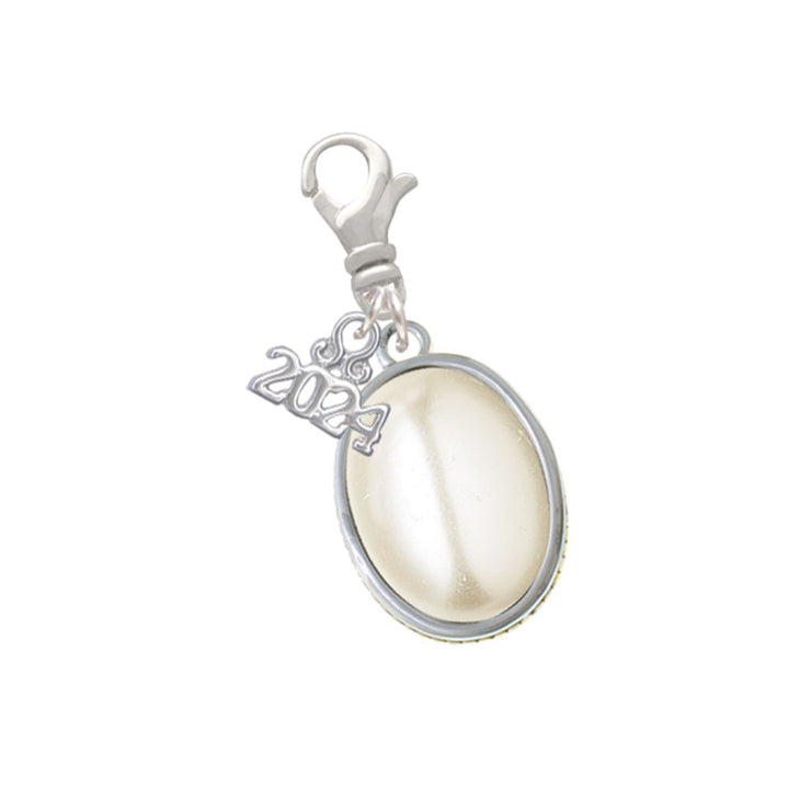 Delight Jewelry Silvertone Small Oval Cabochon Clip on Charm with Year 2024 Image 1