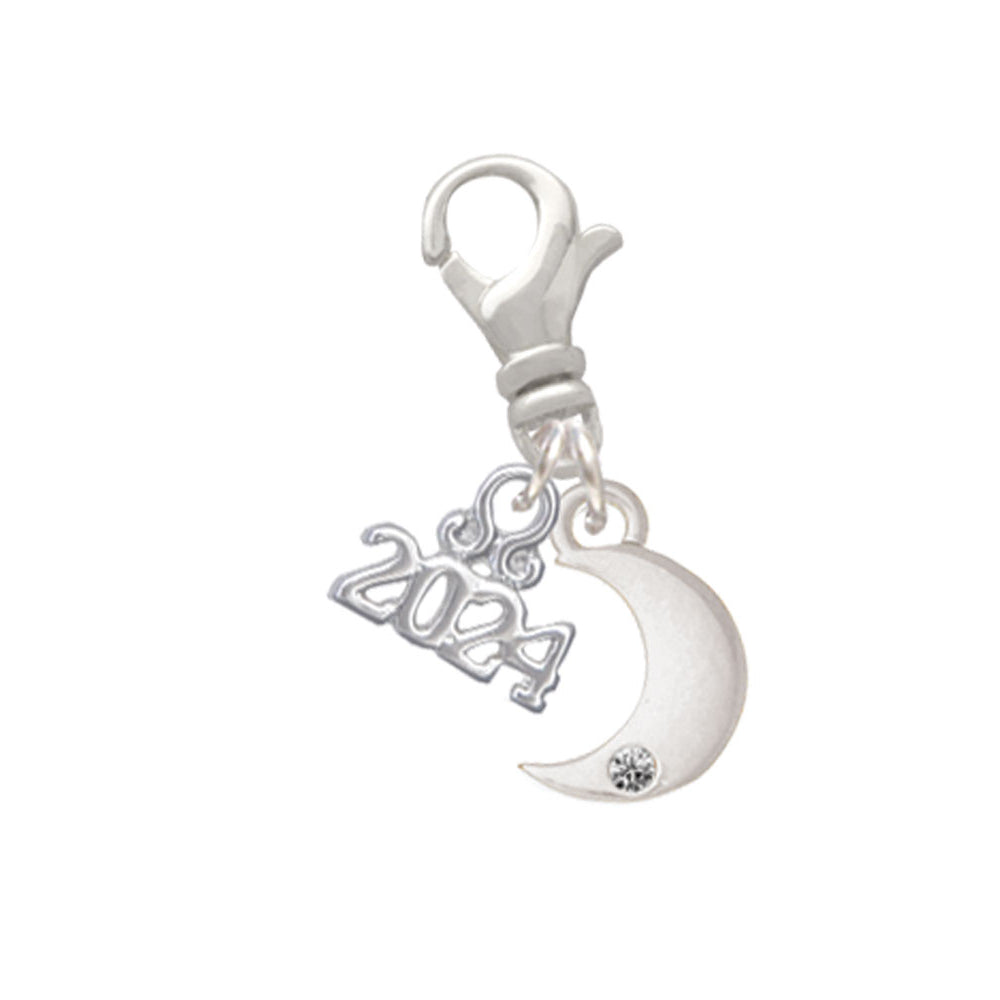 Delight Jewelry Plated Small Crescent Moon Clip on Charm with Year 2024 Image 1