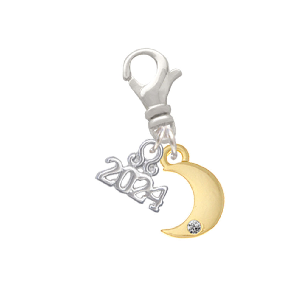 Delight Jewelry Plated Small Crescent Moon Clip on Charm with Year 2024 Image 1