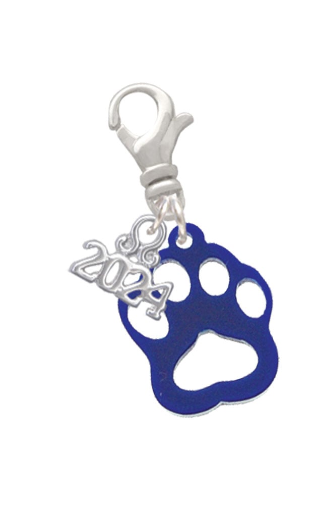 Delight Jewelry Acrylic Small Paw Clip on Charm with Year 2024 Image 1