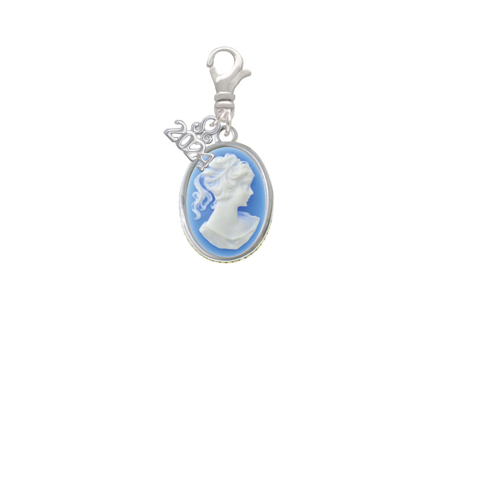 Delight Jewelry Silvertone Small Oval Cameo Clip on Charm with Year 2024 Image 2