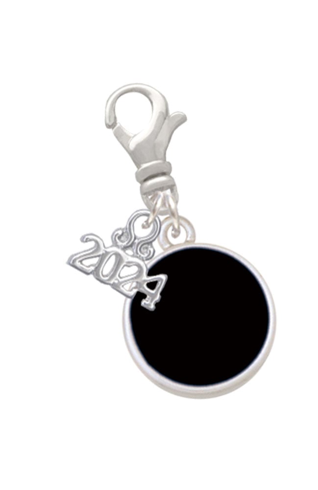 Delight Jewelry Silvertone Small Enamel Disc Clip on Charm with Year 2024 Image 1