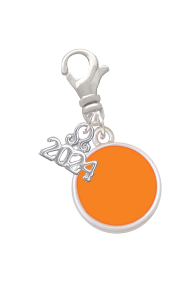 Delight Jewelry Silvertone Small Enamel Disc Clip on Charm with Year 2024 Image 1