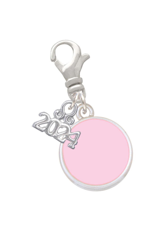 Delight Jewelry Silvertone Small Enamel Disc Clip on Charm with Year 2024 Image 4