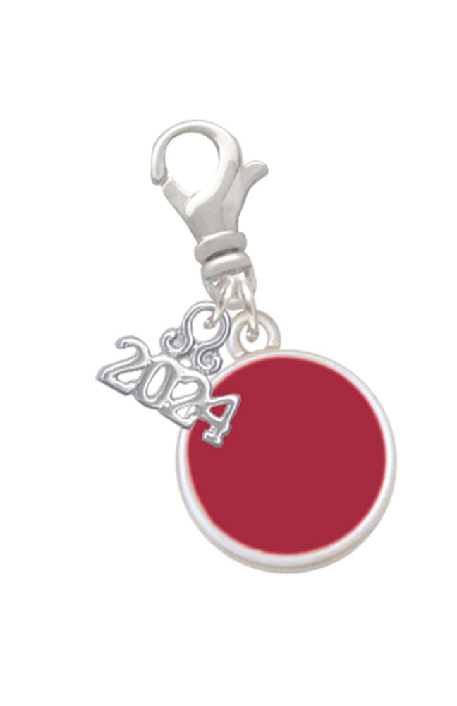 Delight Jewelry Silvertone Small Enamel Disc Clip on Charm with Year 2024 Image 4