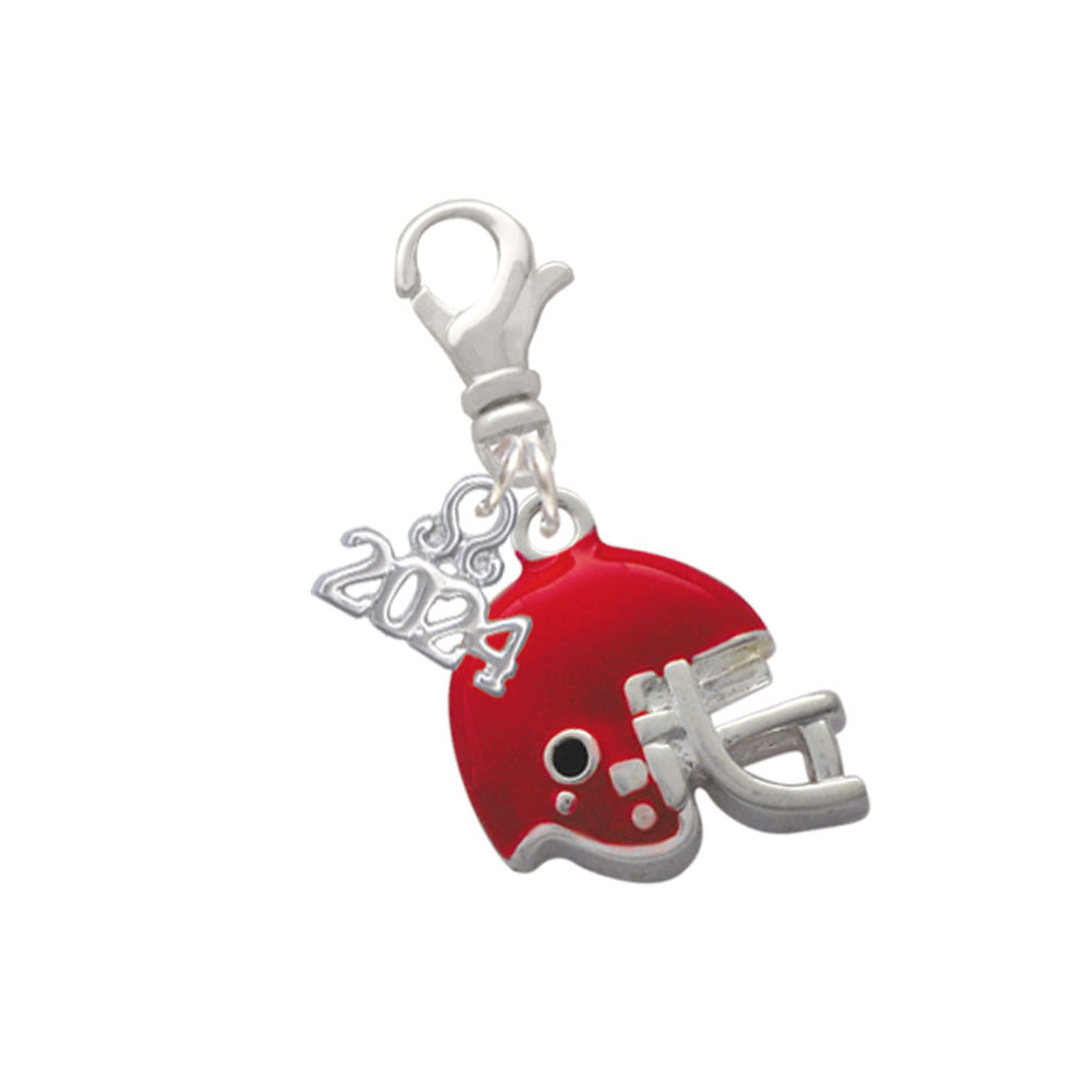 Delight Jewelry Silvertone Small Enamel Football Helmet Clip on Charm with Year 2024 Image 1