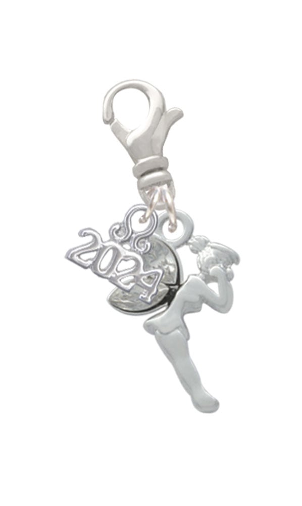 Delight Jewelry Silvertone Small Fairy with Resin Wings Clip on Charm with Year 2024 Image 1