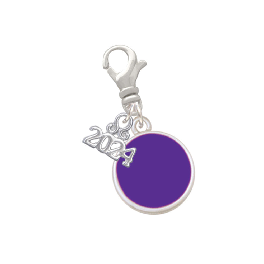 Delight Jewelry Silvertone Small Enamel Disc Clip on Charm with Year 2024 Image 6