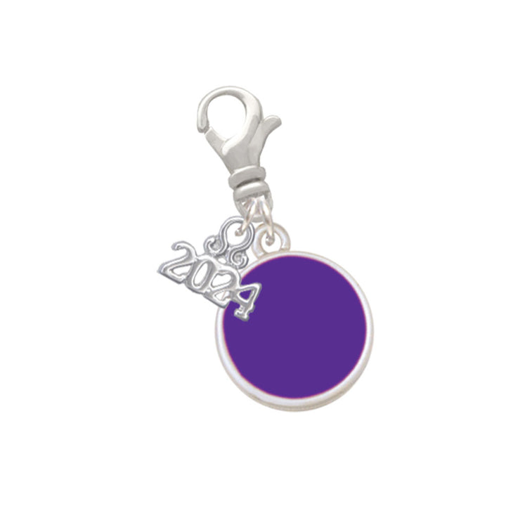 Delight Jewelry Silvertone Small Enamel Disc Clip on Charm with Year 2024 Image 6