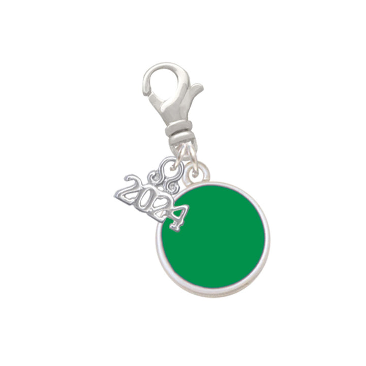 Delight Jewelry Silvertone Small Enamel Disc Clip on Charm with Year 2024 Image 7
